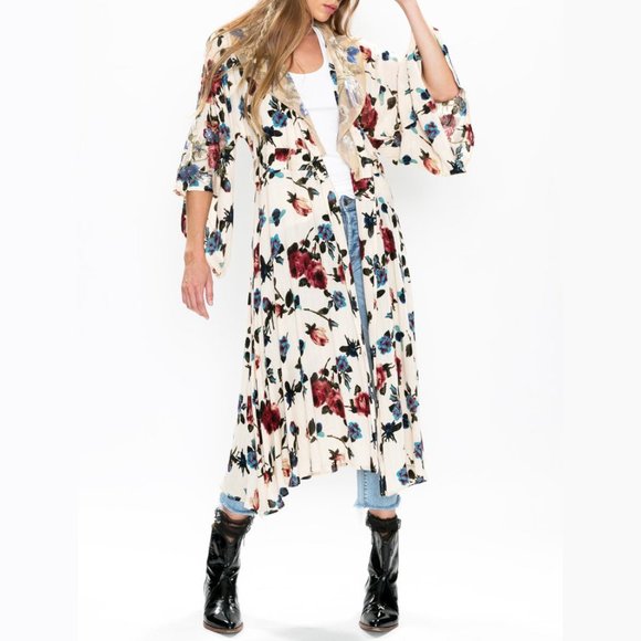 Aratta Spectacular Kimono Dress NWT • Reg $249 • Floral Sequin Embroidery - Picture 2 of 7